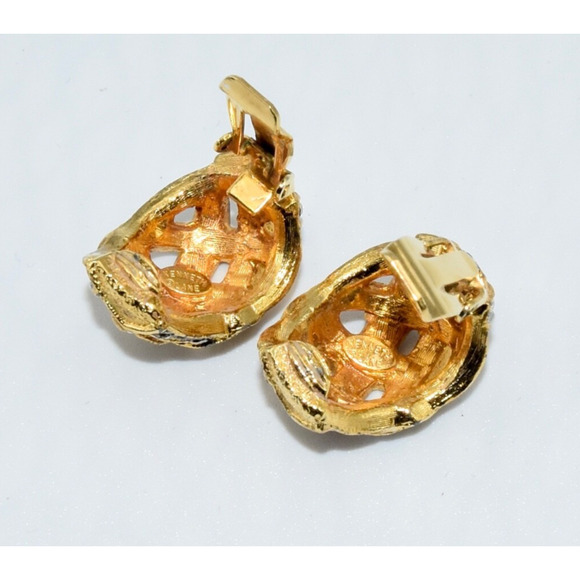 KJL KENNETH JAY LANE Gold ToneRhinestone Dome Clip Earrings - Picture 7 of 9
